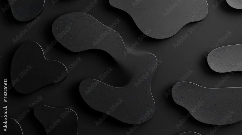 Poster imagine a deep black canvas with minimal abstract shapes scattered throughout.