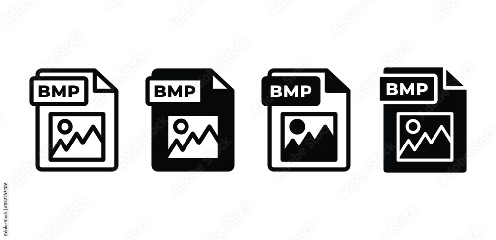 Poster bmp file format icon symbol sign vector design black white color simple flat illustration collection
