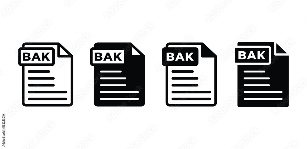 Poster bak file format document icon vector design black white color simple flat illustration collection se