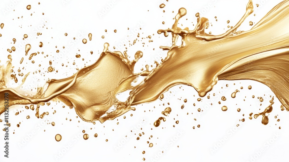 Poster dynamic splash of golden liquid studio setting abstract art high contrast close-up fluid motion for 