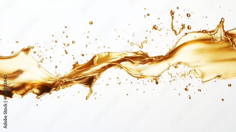 Poster dynamic gold liquid splashing action studio setting high-definition image isolated background creati