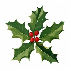 the AI Image Generator, Holly Leaves With Red Berries Evoke Holiday Cheer