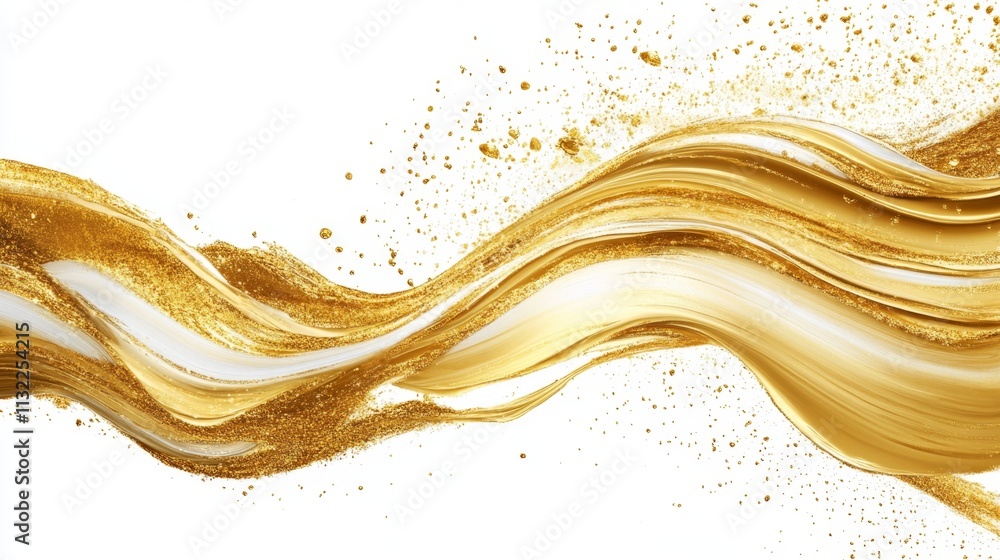 Poster dynamic flow of gold particles abstract space digital art minimalist background artistic perspective