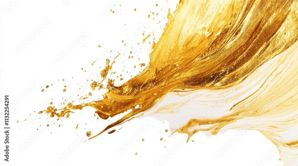 Aufkleber dynamic splash of golden paint creative studio abstract art bright setting close-up view visual insp
