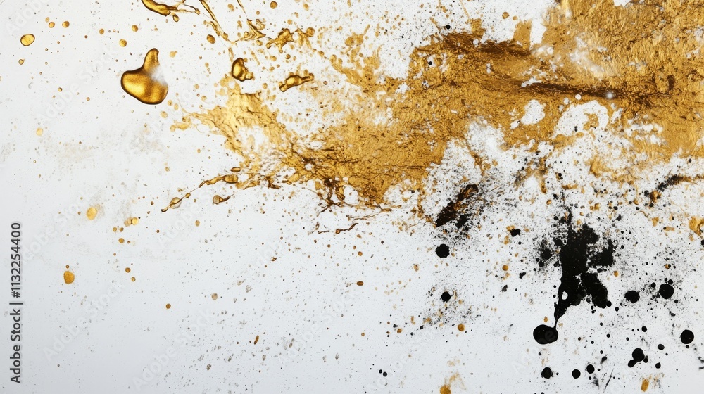Poster dynamic gold and black splash art studio setting abstract visuals creative environment close-up pers