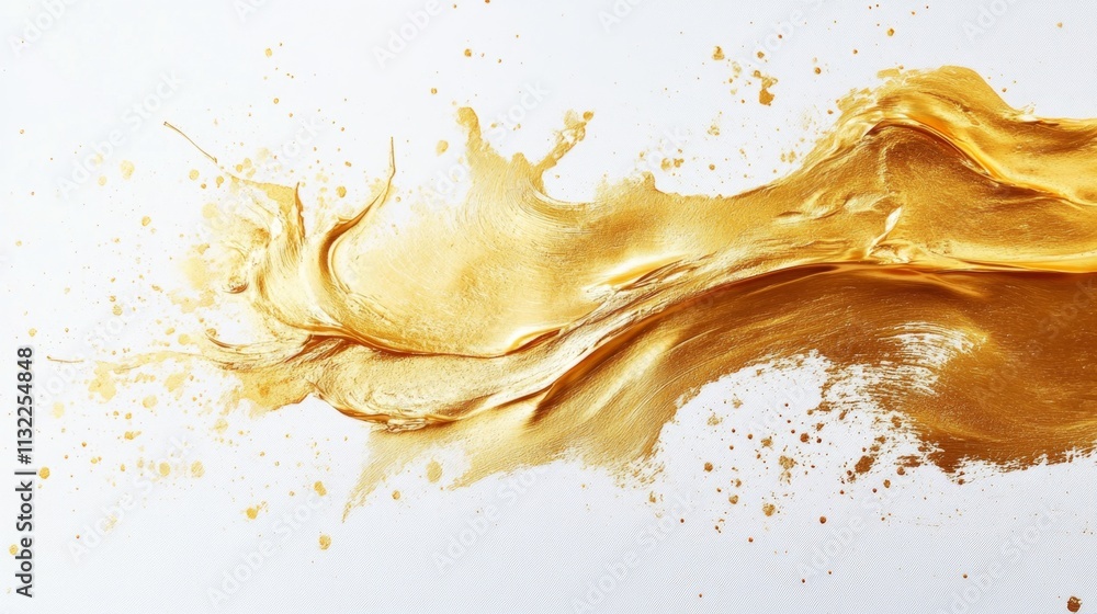 Poster dynamic gold paint splash studio setting abstract art creative environment close-up view fluid motio
