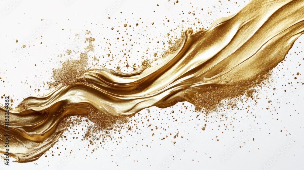 Poster dynamic flow of gold paint studio setting abstract art bright background aesthetic viewpoint creativ