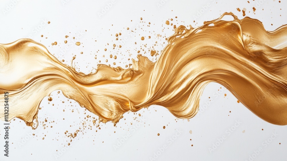 Poster dynamic gold liquid flow studio setting abstract art smooth texture close-up view creative concept f
