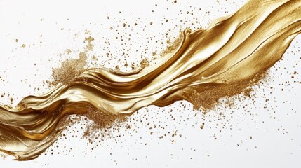 Dynamic flow of gold paint studio setting abstract art bright background aesthetic viewpoint creative expression