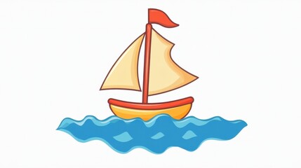 Sailboats on the sea, on simple background