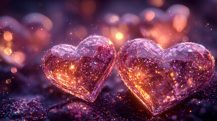 Obraz premium Glittering Hearts of Love