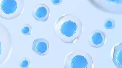 Human cells. Blue color. 3d illustration.