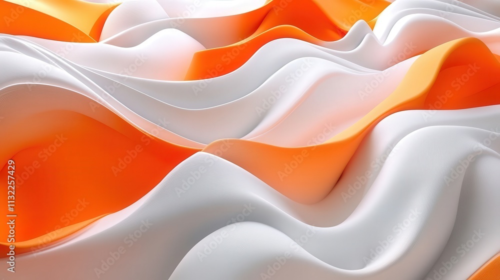 Poster stunning 3d background featuring smooth orange and white waves that flow across the screen in a gent