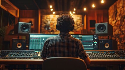 Music Producer in Professional Recording Studio Working on Mix