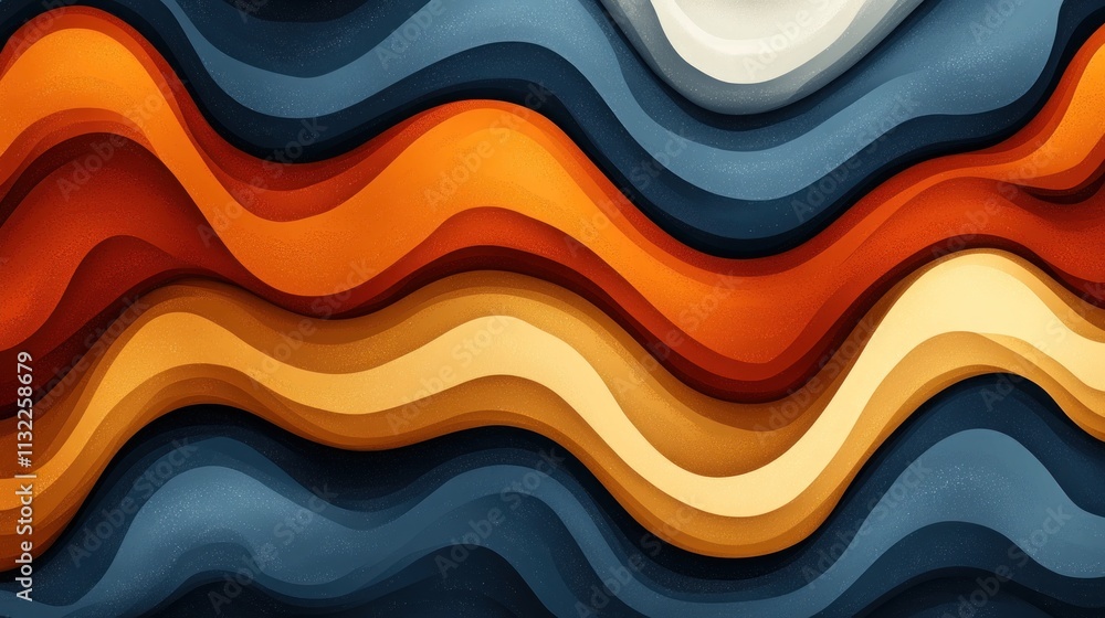 Poster abstract wavy design with warm and cool colors creating a dynamic visual flow.