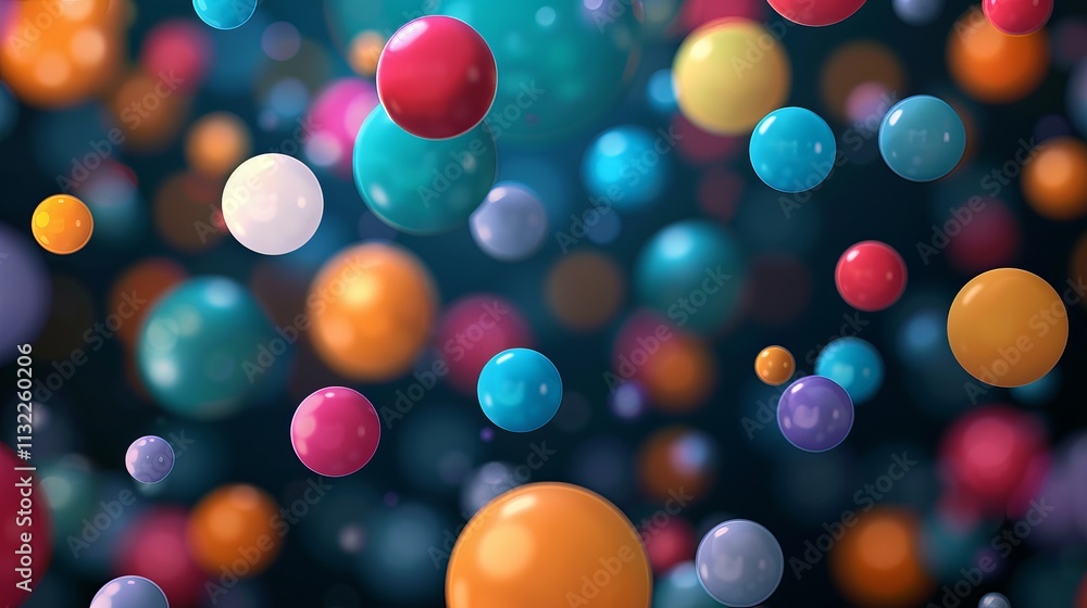 Aufkleber colorful orbs in various sizes float freely against a dark background, creating a vibrant and dynami