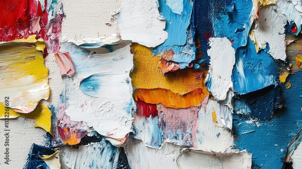 Aufkleber abstract background art painting on a highly textured canvas. the thick layers of paint create a dyn