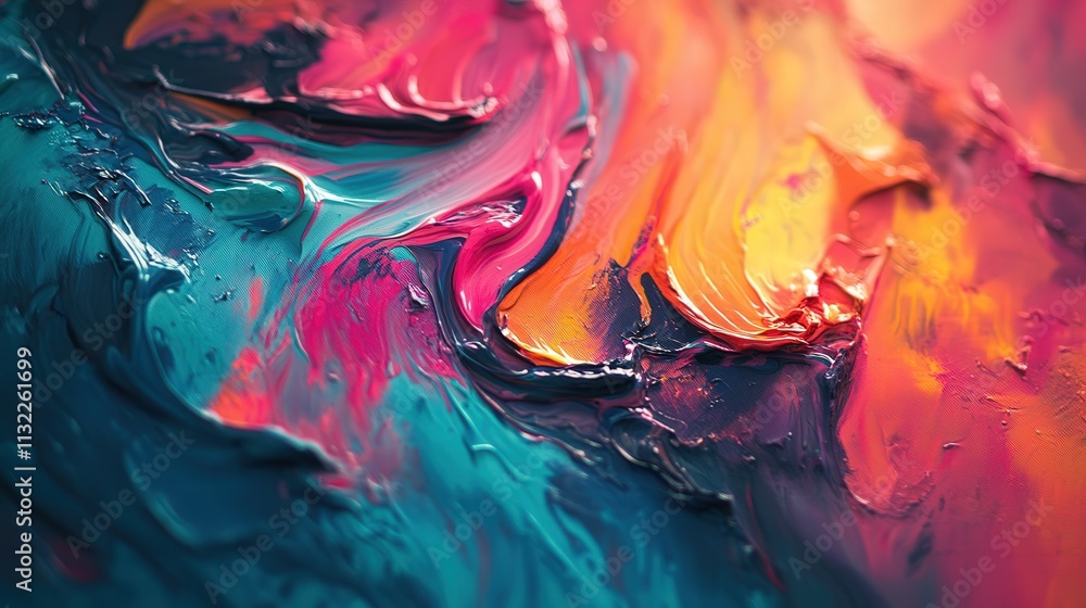 Poster abstract background art painting on a highly textured canvas. the thick layers of paint create a dyn