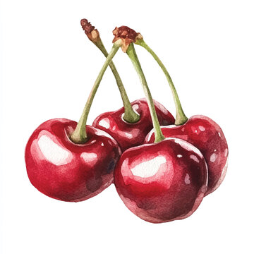 recommend clip art: Surinam cherry fruit watercolor clipart illustration