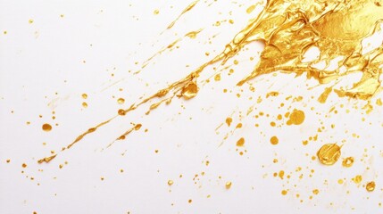 Dynamic golden paint splatter studio environment abstract art creative process close-up view visual expression for seo impact