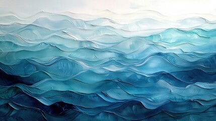 Obraz premium abstract watercolor background that mirrors the fluid motion of sea waves. Soft gradients of blue and turquoise blend seamlessly across the canvas,