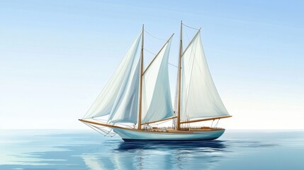 Obraz premium Sailboats on the sea, on simple background