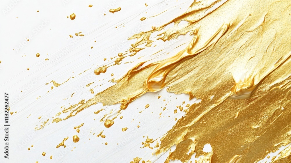 Poster dynamic gold paint splash art abstract studio image vivid color palette close-up viewpoint creative 