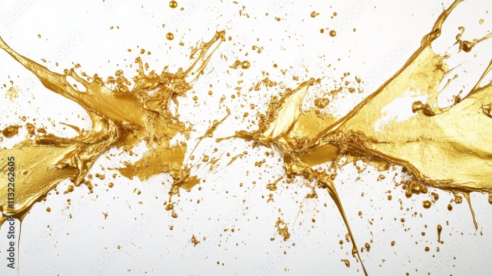 Aufkleber dynamic gold paint splash action studio setting abstract art vibrant environment close-up view creat