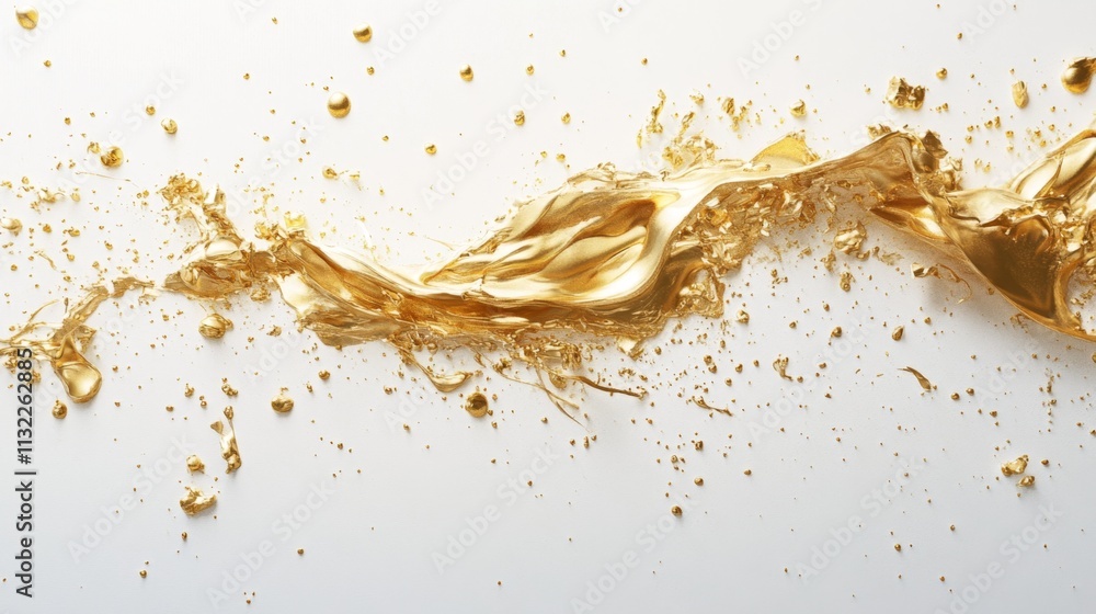 Poster dynamic splash of gold paint art studio abstract artwork minimalistic background close-up view creat