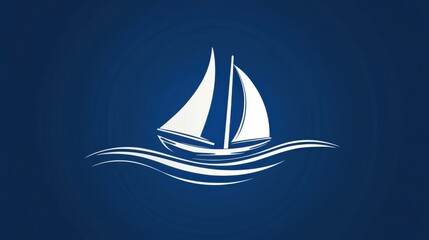 Fototapeta premium Sailboats on the sea, on simple background