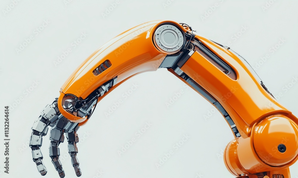Aufkleber a close-up of an orange robotic arm showcasing advanced engineering.