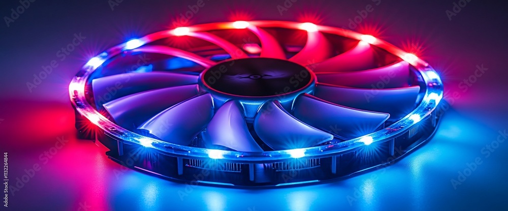 Poster a colorful led computer fan showcasing its design and lighting effects.