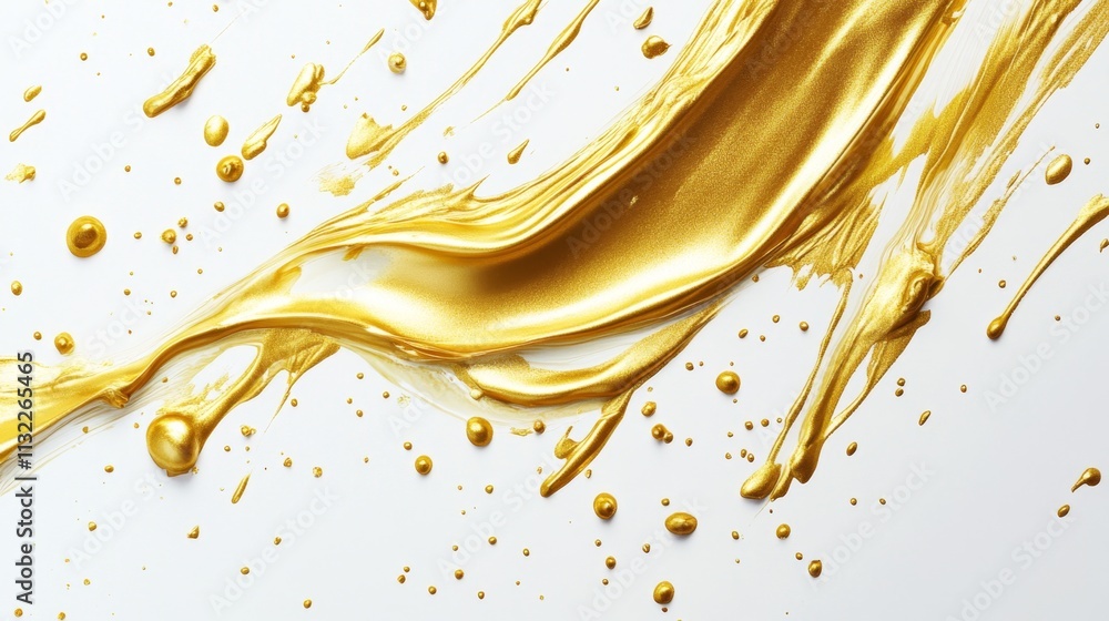 Poster dynamic gold paint splashing action studio setting artistic content bright environment close-up view