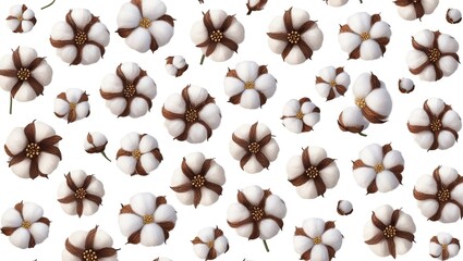 lovely illustrations of cotton flowers set against a white background. 