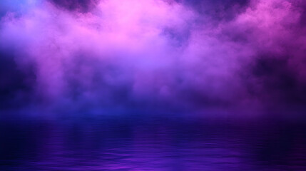 Fototapeta premium Ethereal purple and blue fog over calm water; mystical, dreamy atmosphere, perfect for fantasy or abstract background.