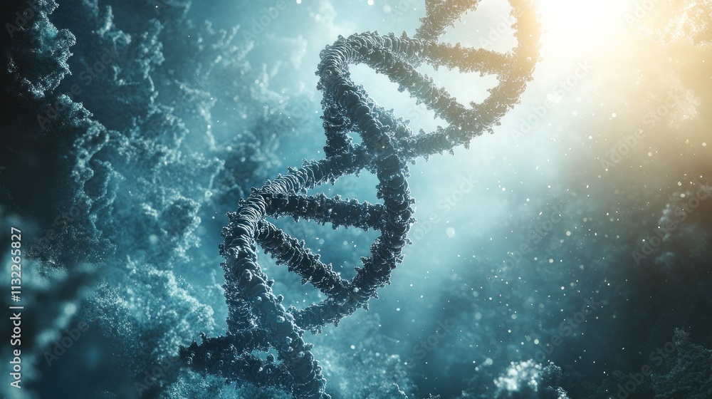 Aufkleber a close-up view of a dna double helix structure in a scientific context.