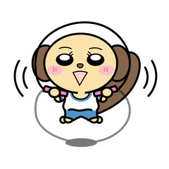 縄跳びをしているイヌ