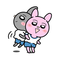 ストレッチをしているうさぎ