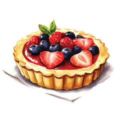 Tart cake watercolor clipart illustration