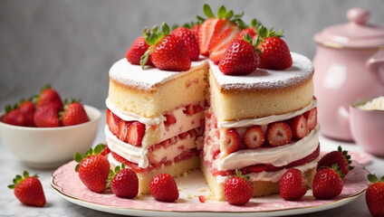 Victoria Sponge Cake with Strawberry Cream