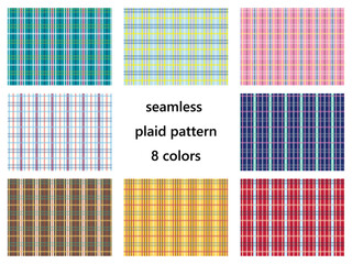 タータンチェック柄のシームレスパターンのセット