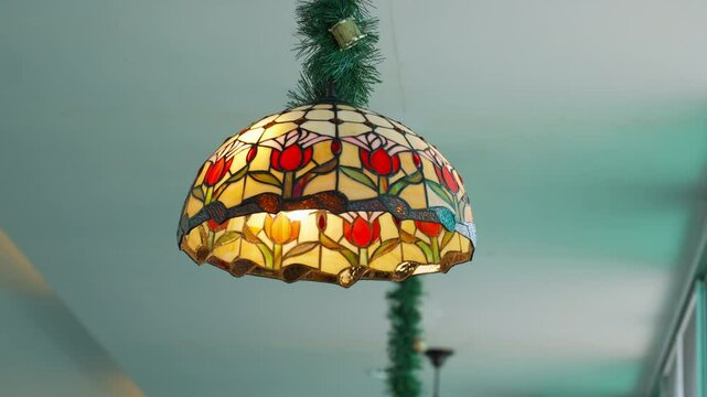 christmas decorations light shade in a restaurant
