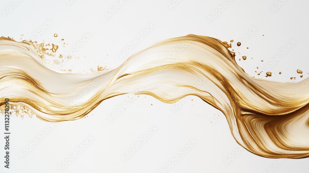 Aufkleber elegant gold paint flow abstract art smooth textures minimalist design close-up view visual aestheti