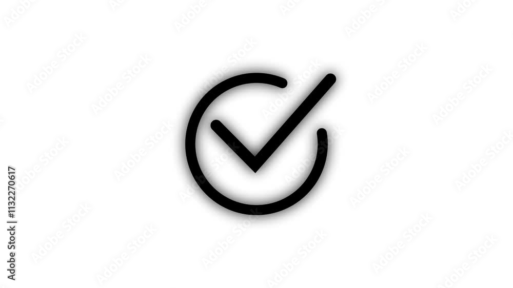 Poster check mark animation on white screen animation.