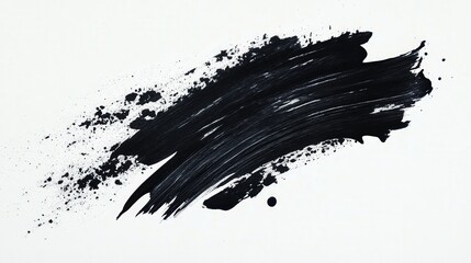 Picture isolated black marker paint on a pure white background. The thick strokes of paint seem to flow freely, creating a textured, expressive appearance.