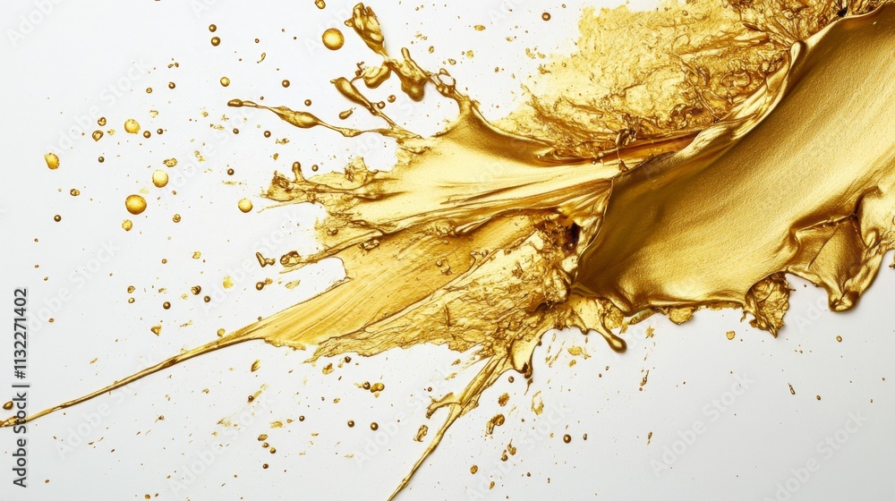 Aufkleber dynamic gold paint splash studio abstract art controlled environment close-up view creativity unleas