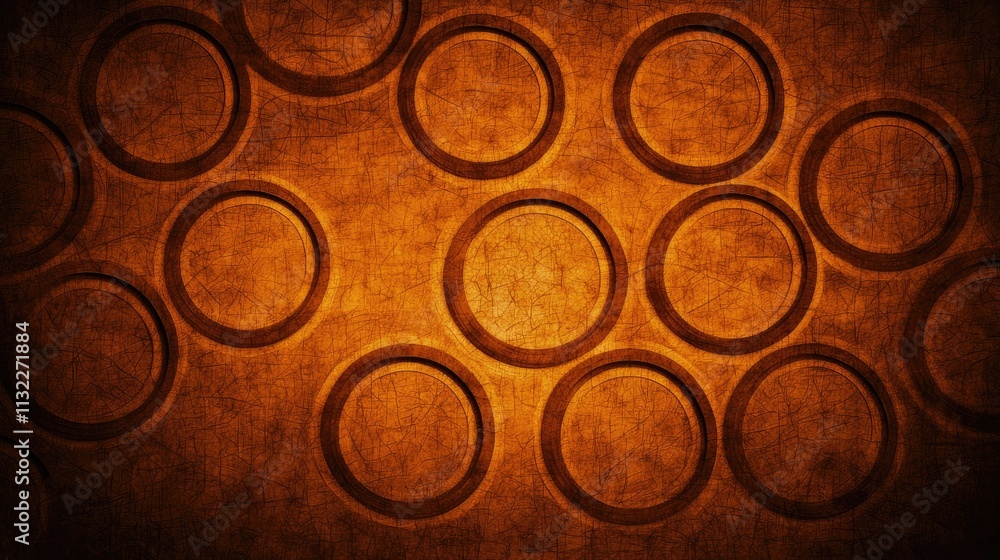 Poster circular patterns on rustic background texture art creative space warm environment artistic perspect