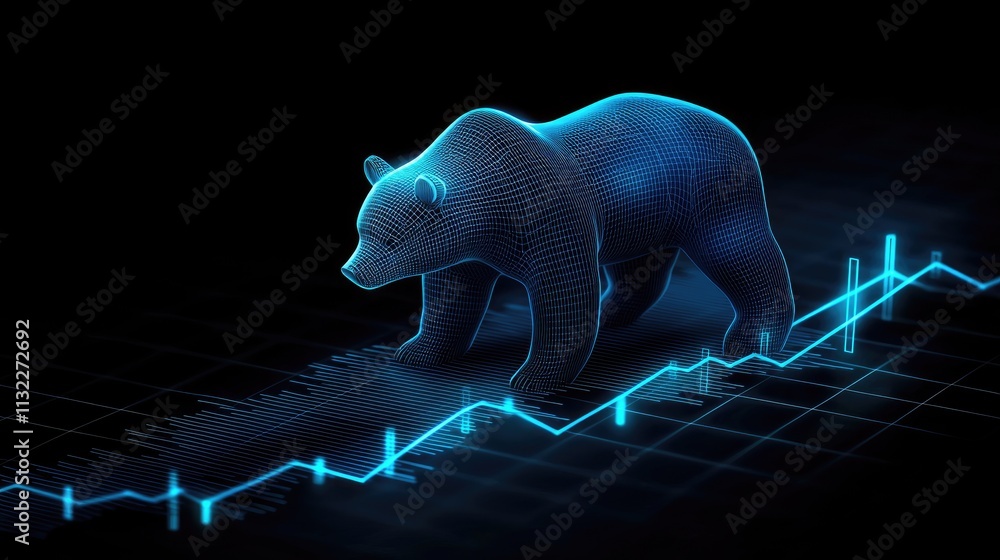 Poster digital bear analysis virtual environment 3d graphic futuristic setting data visualization concept