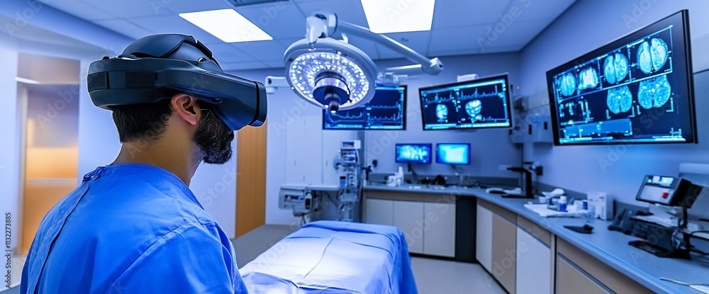 Poster a medical professional using virtual reality in an operating room.