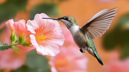 Humming bird flower animal nature